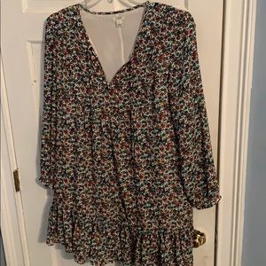 Long sleeved floral swing dress